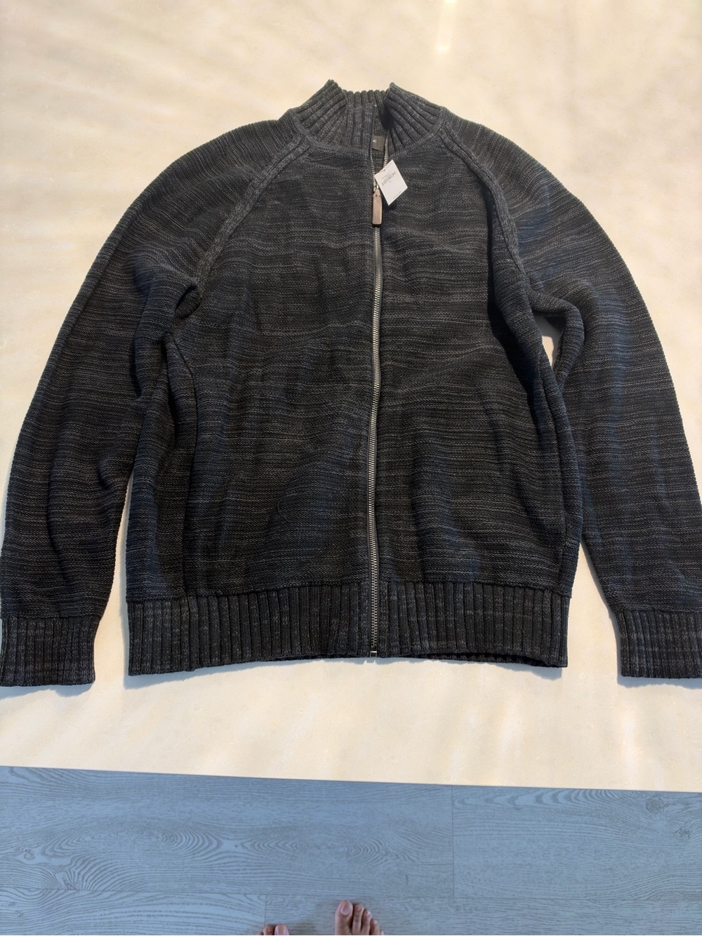 Banana Republic Men's Zip-Up Knit Sweater - Charcoal